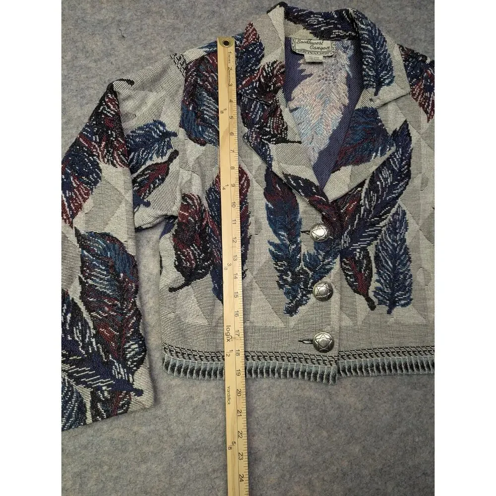 SouthWest Canyon Large Tapestry Jacket Feather Aztec Tribal Festival Western